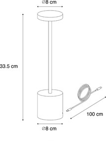 Lampada da tavolo da esterno nera incl. LED con dimmer touch ricaricabile - Dupont
