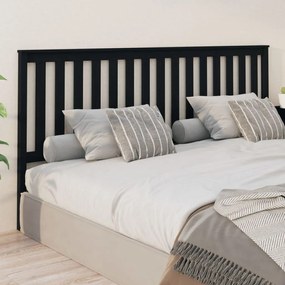 Testiera per letto nera 206x6x101 cm in legno massello di pino