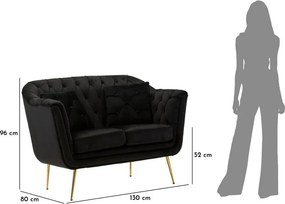 Divano nero con rivestimento in velluto 130 cm Budapest – Mauro Ferretti