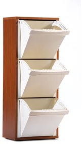 Mobile in legno per raccolta differenziata a 3 vani H101 cm CILIEGIO