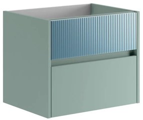Mobile da bagno sospeso sotto lavabo L 59.5 x H 50 x P 45.5 cm verde laccato opaco, 2 cassetti Niwa
