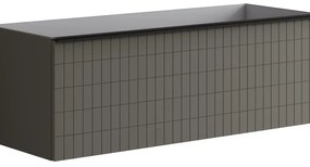 Mobile da bagno sotto lavabo Pixel grid grigio carbone e maniglia alluminio nero laccato opaco L 120 x H 40 x P 45.5 cm 2 cassetti, lavabo non incluso