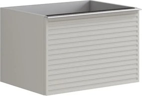Mobile da bagno sospeso sotto lavabo Pixel stripes 2 cassetti L 60 x H 40 x P 45.5 cm grigio pastello laccato opaco, con maniglia alluminio brillante