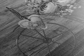 Quadro su tela – Fiori in bianco e nero in vaso vintage