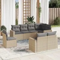 Set Divano da Giardino 8 pz con Cuscini Beige in Polyrattan 3251576