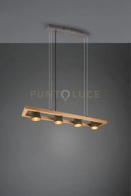 Sospensione bell legno naturale 4 faretti e portafarettis orientabi...
