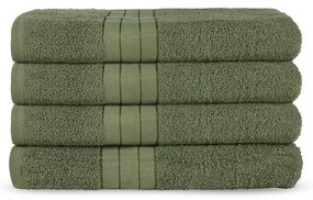 Set di 4 asciugamani in spugna di cotone verde scuro 50x100 cm - Good Morning