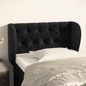 Testiera Ad Orecchio Nera 83 X 23 X 78/88 Cm İn Velluto /