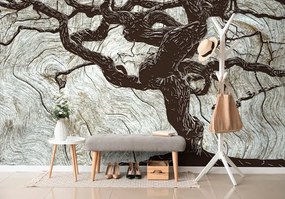 Carta da parati – Albero Astratto su Legno
