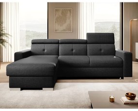 Divano angolare nero allungabile/con contenitore (con penisola a sinistra/con chaise lounge) Fresia – ELTAP