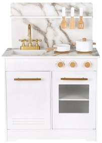 Cucina in legno - bianca con design effetto marmo