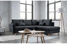 Divano letto angolare grigio scuro L, angolo destro Scandic Lagom - Miuform