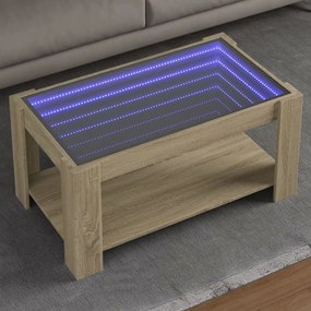 Tavolino Salotto Con Led Rovere Sonoma 93x53x45 Cm Multistrato /