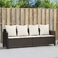 Lettino Prendisole con Cuscini Marrone in Polyrattan 368345