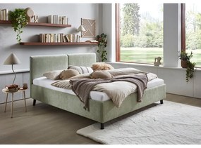 Letto matrimoniale imbottito verde chiaro con rete inclusa 160x200 cm Piano – Meise Möbel