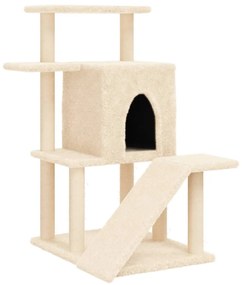 Albero per gatti con tiragraffi in sisal crema 97 cm