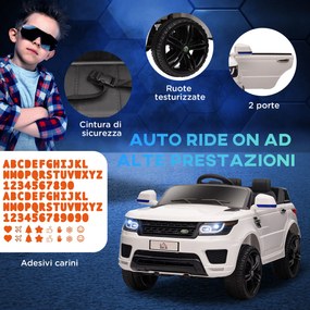 Macchina Elettrica per Bambini con Telecomando Luci LED e Clacson Bianco...