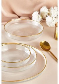 Set da tavola 18 pezzi in vetro trasparente con dettagli dorati