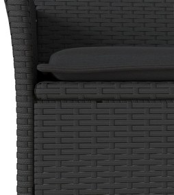 Set pranzo da giardino 7 pz nero con cuscini polyrattan acacia