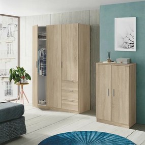Mobile scarpiera H 108 rovere canadese in legno con 2 ante e 6 ripiani