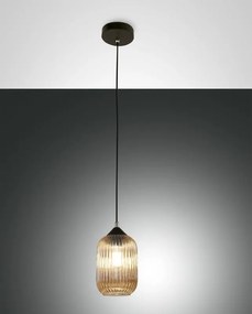 Lampadario Glamour Aston nero paralume ambrato E27 LA MIA LUCE