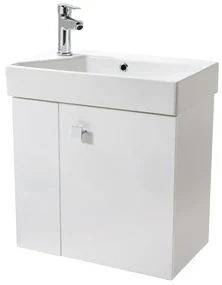 Mobile bagno sospeso salvaspazio 55 cm bianco lucido con specchio Strada
