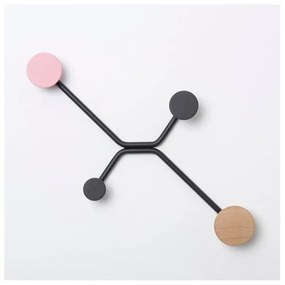 Appendiabiti da parete nero con dettaglio rosa Hook - Gazzda