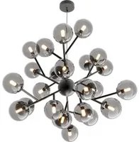 Lampadario Contemporaneo Dallas Metallo Nero 24 Luci Diffusori Fum