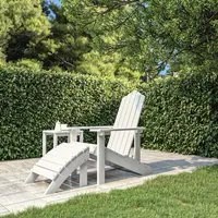 Sedia da Giardino Adirondack con Poggiapiedi Bianca HDPE cod mxl 66492