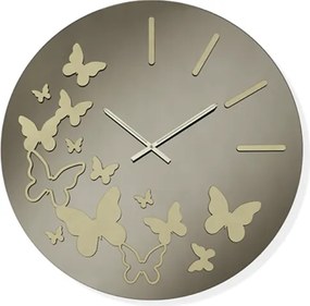 Orologio da parete rotondo D60 cm in cristallo Bronzo BUTTERFLY