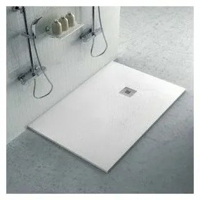 Piatto doccia su misura 90x120 Karen in resina bianco effetto pietra