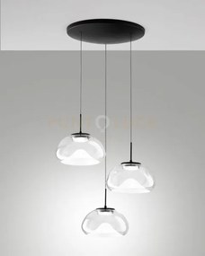 Brena sospensione trasparente 3 luci tonda a led cct 2700k - 3000k ...
