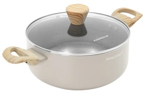 Casseruola 22 cm taupe scritta Cooking Therapy con coperchio