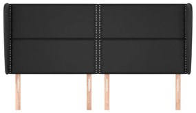 Testiera ad orecchio nera 163x23x118/128 cm in similpelle