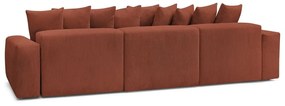 Divano angolare color mattone con rivestimento in velluto a coste Voltaire – Bobochic Paris