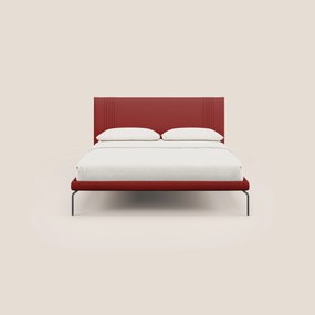 Finn letto imbottito con piedi alti in metallo in tessuto smacchiabile T05 rosso