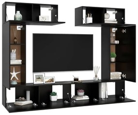Set di mobili porta tv 6 pz nero in legno multistrato