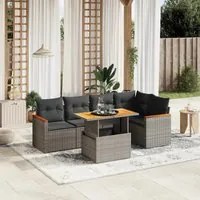 Set Divano da Giardino 6 pz con Cuscini Grigio in Polyrattan 3273069