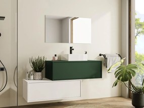 Mobile per bagno sospeso con lavabo singolo e due cassetti 94 cm Verde e Bianco - TEANA II