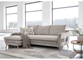 Divano angolare greige allungabile/con contenitore (con penisola a sinistra/con chaise lounge) Charming Charlie – Miuform