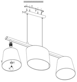 Eglo 98587 - Lampadario a sospensione con filo ALMEIDA 3xE14/25W/230V