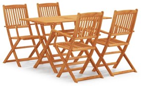 Set Pranzo Pieghevole Da Esterno 5 Pz İn Massello Di Eucalipto /