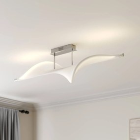 Lucande Plafoniera LED Edano, 122 cm, bianco, tessuto, dimmerabile