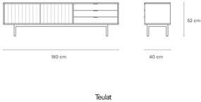 Mobile TV grigio-color legno naturale effetto rovere 180x52 cm Sierra - Teulat
