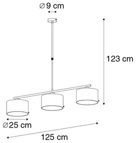 Lampada a sospensione moderna nera con oro 125 cm 3 luci - VT 3