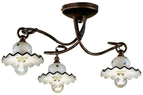 Plafoniera Classica Roma Metallo E Ceramica Nero Sfumato Rame 3 Luci E14