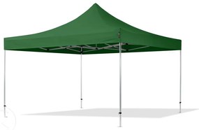 TOOLPORT 4x4m gazebo pieghevole PES con laterali (finestre panoramiche), PROFESSIONAL alluminio, verde scuro - (600187)