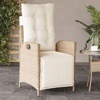 Sedia Reclinabile da Giardino con Poggiapiedi Beige Polyrattan 365284