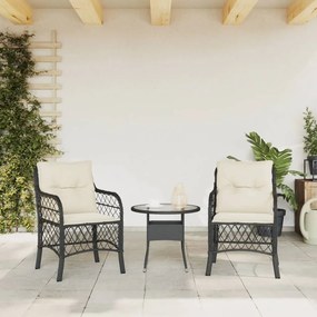 Sedie da giardino con cuscini 2 pz nere in polyrattan