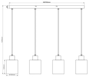 Globo 54114-4H - Lampadario a sospensione su cavo TRENT 4xE27/40W/230V
